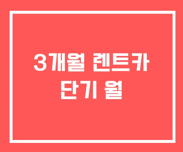 3개월 렌트카 단기 월