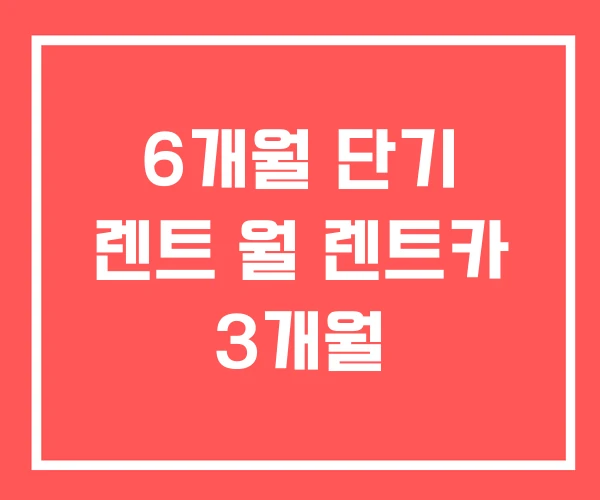 6개월 단기 렌트 월 렌트카 3개월