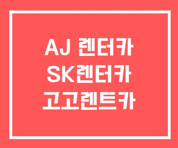 AJ 렌터카 SK렌터카 고고렌트카
