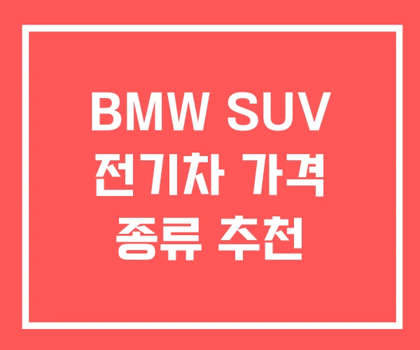 BMW SUV 전기차 가격 종류 추천