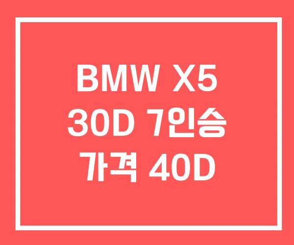 BMW X5 30D 7인승 가격 40D