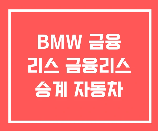 BMW 금융 리스 금융리스 승계 자동차