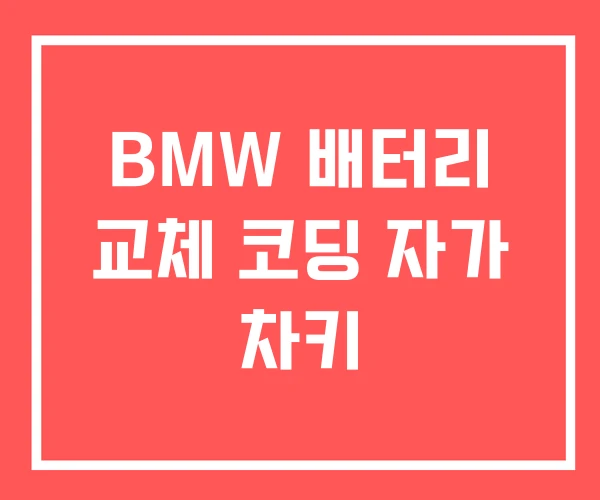 BMW 배터리 교체 코딩 자가 차키