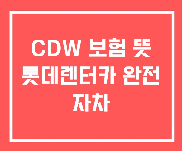 CDW 보험 뜻 롯데렌터카 완전 자차