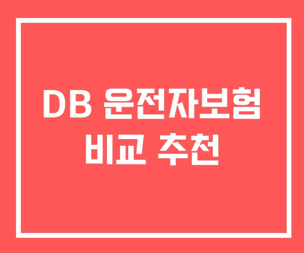 DB 운전자보험 비교 추천