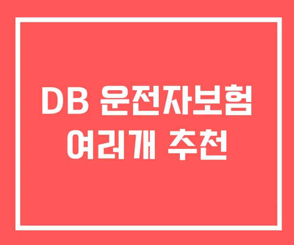 DB 운전자보험 여러개 추천