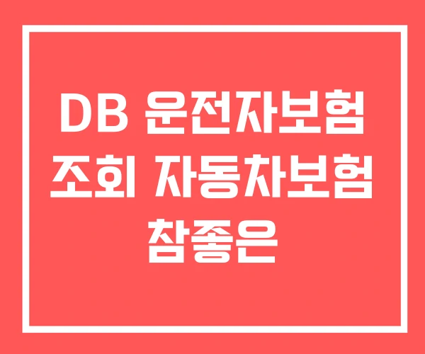 DB 운전자보험 조회 자동차보험 참좋은