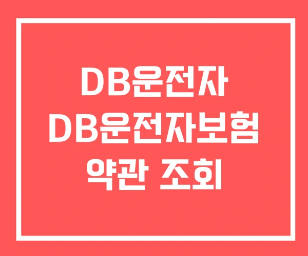 DB운전자 DB운전자보험 약관 조회 DB운전자 DB운전자보험 약관 조회