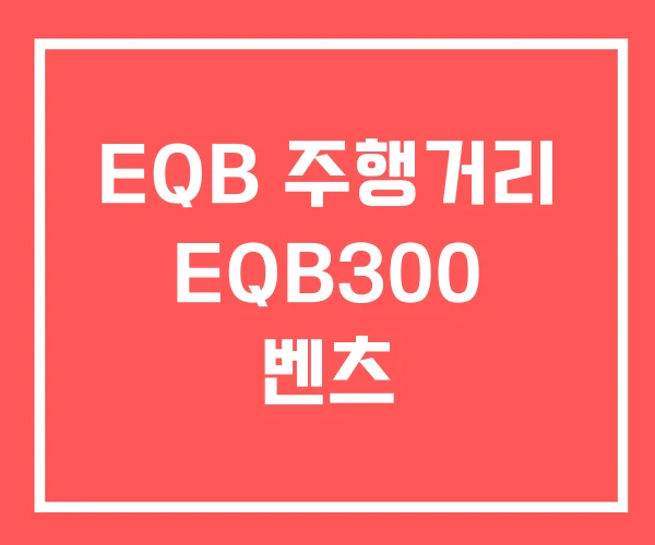 EQB 주행거리 EQB300 벤츠 EQB 주행거리 EQB300 벤츠
