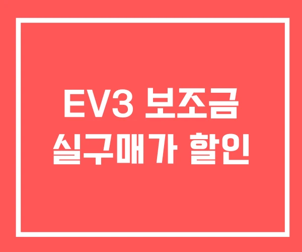 EV3 보조금 실구매가 할인 EV3 보조금 실구매가 할인