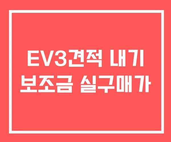EV3견적 내기 보조금 실구매가