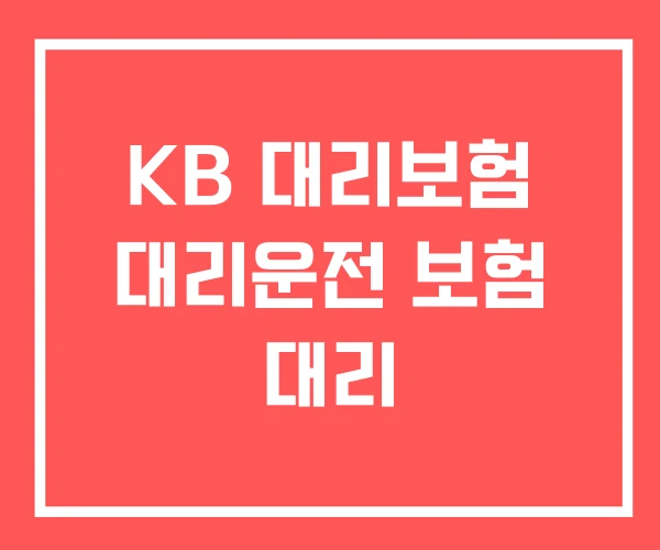 KB 대리보험 대리운전 보험 대리