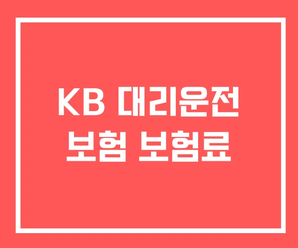 KB 대리운전 보험 보험료