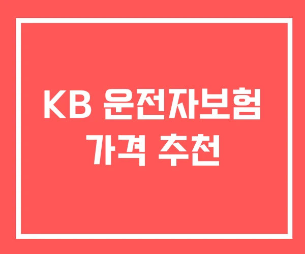 KB 운전자보험 가격 추천