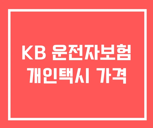 KB 운전자보험 개인택시 가격