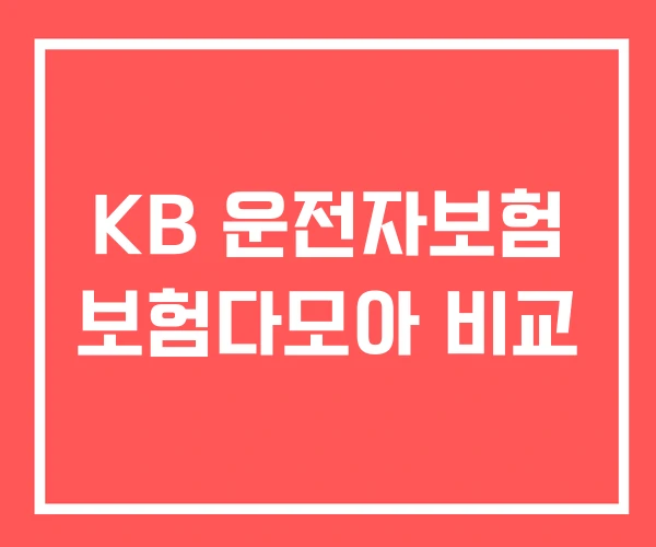 KB 운전자보험 보험다모아 비교