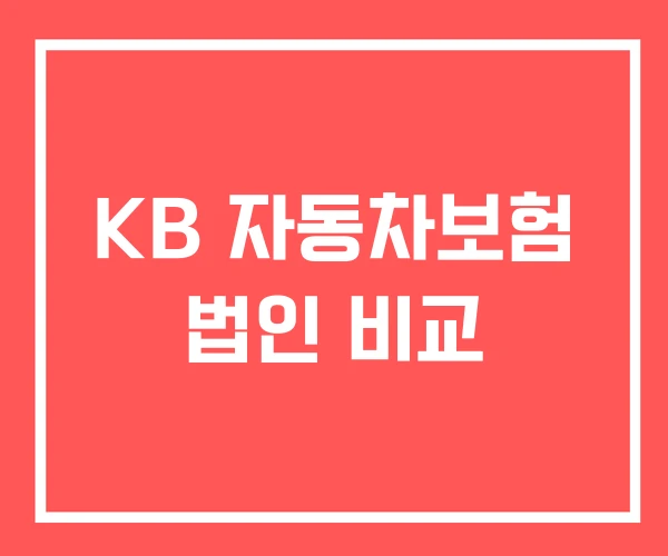 KB 자동차보험 법인 비교 KB 자동차보험 법인 비교