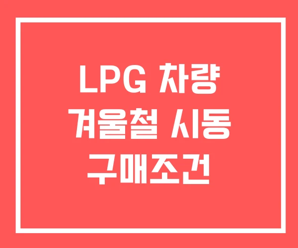 LPG 차량 겨울철 시동 구매조건