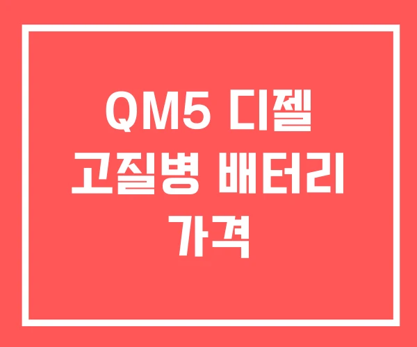 QM5 디젤 고질병 배터리 가격