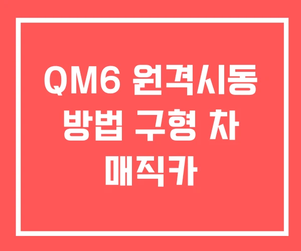 QM6 원격시동 방법 구형 차 매직카