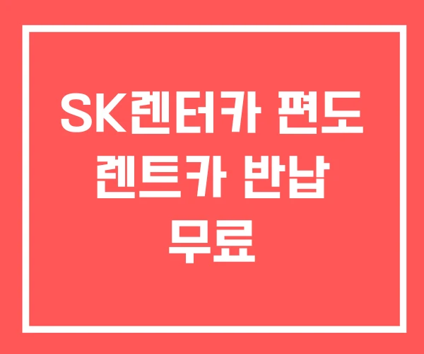 SK렌터카 편도 렌트카 반납 무료