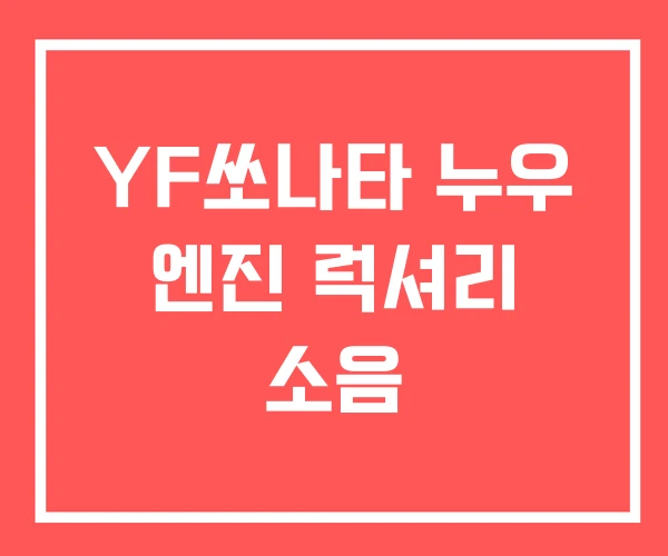 YF쏘나타 누우 엔진 럭셔리 소음