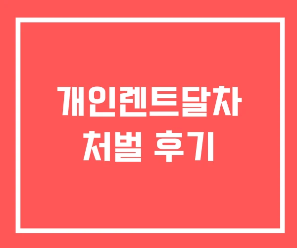 개인렌트달차 처벌 후기