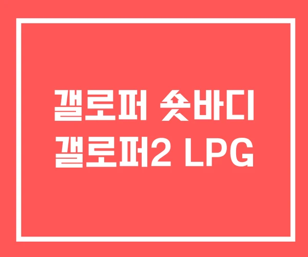 갤로퍼 숏바디 갤로퍼2 LPG