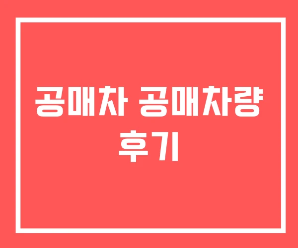 공매차 공매차량 후기