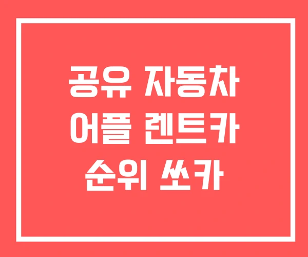 공유 자동차 어플 렌트카 순위 쏘카