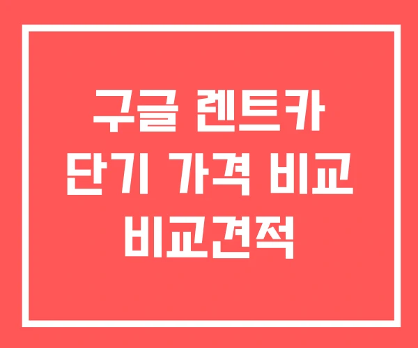 구글 렌트카 단기 가격 비교 비교견적