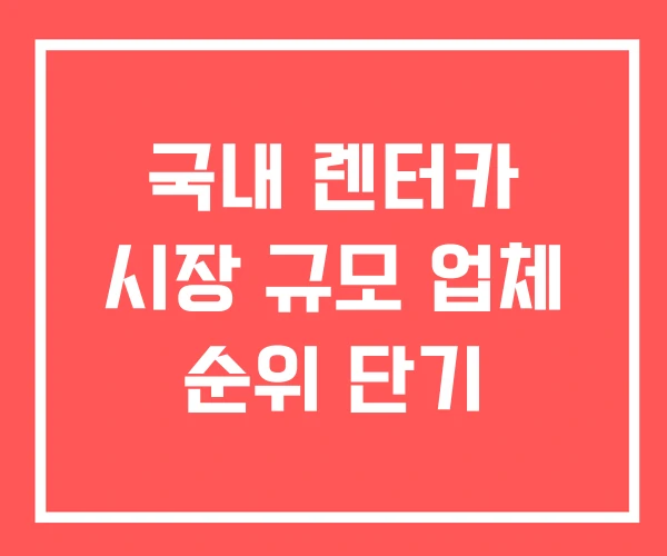 국내 렌터카 시장 규모 업체 순위 단기