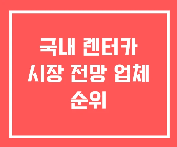 국내 렌터카 시장 전망 업체 순위