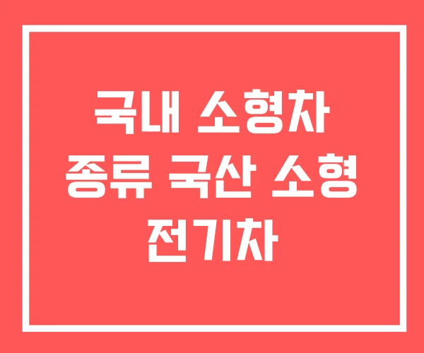 국내 소형차 종류 국산 소형 전기차 국내 소형차 종류 국산 소형 전기차
