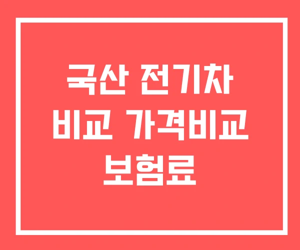 국산 전기차 비교 가격비교 보험료 국산 전기차 비교 가격비교 보험료