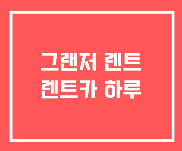 그랜저 렌트 렌트카 하루