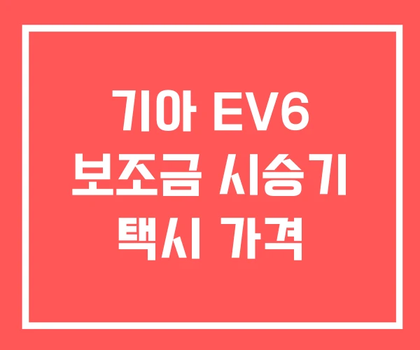 기아 EV6 보조금 시승기 택시 가격