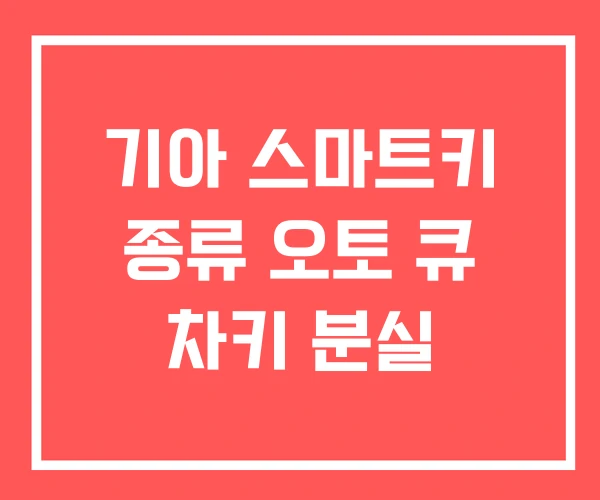 기아 스마트키 종류 오토 큐 차키 분실