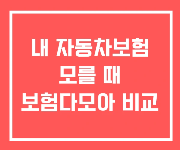 내 자동차보험 모를 때 보험다모아 비교
