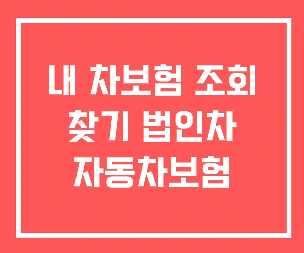 내 차보험 조회 찾기 법인차 자동차보험