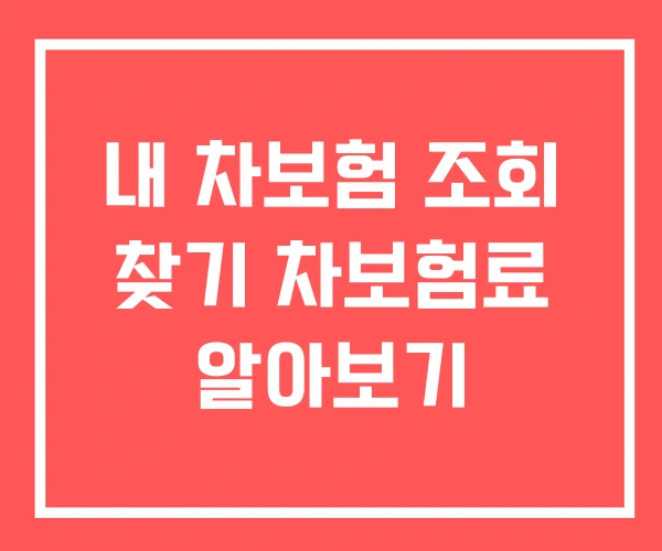 내 차보험 조회 찾기 차보험료 알아보기