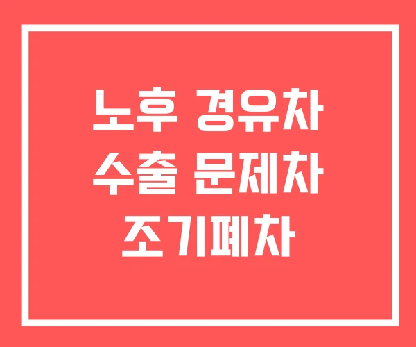노후 경유차 수출 문제차 조기폐차