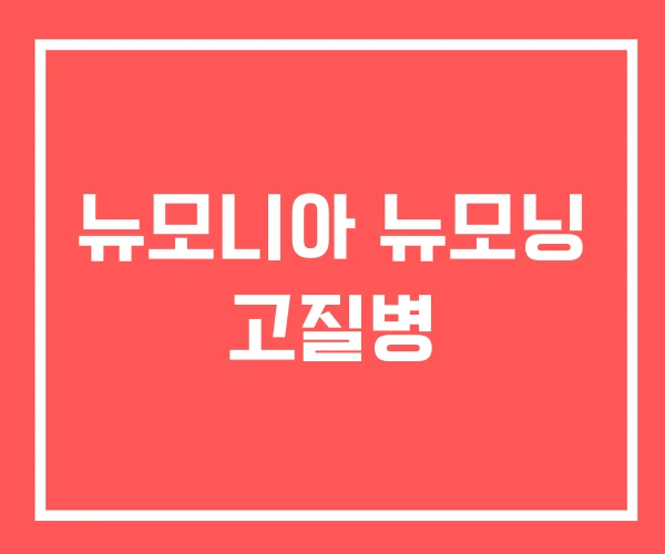 뉴모니아 뉴모닝 고질병