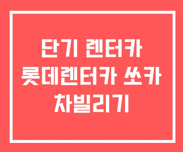 단기 렌터카 롯데렌터카 쏘카 차빌리기