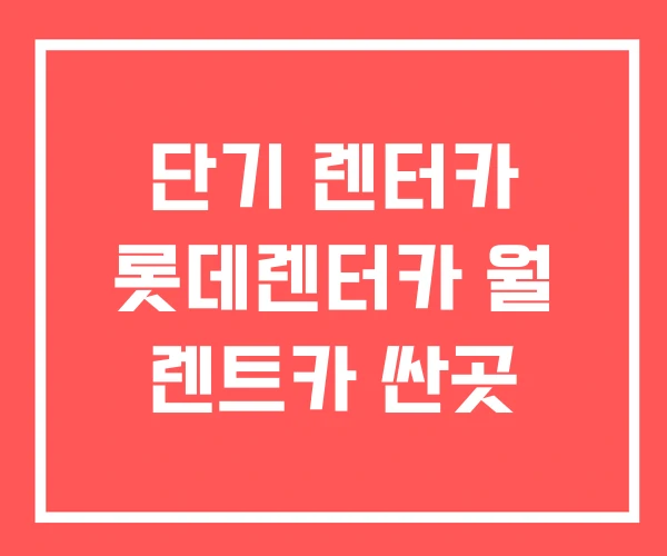 단기 렌터카 롯데렌터카 월 렌트카 싼곳