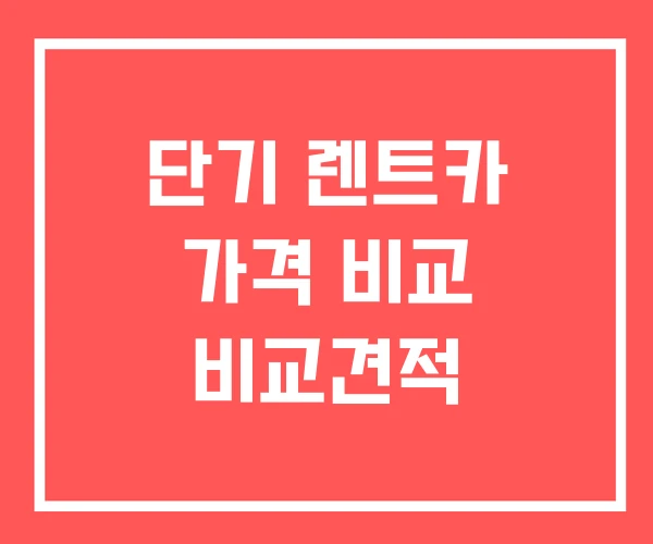 단기 렌트카 가격 비교 비교견적