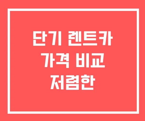 단기 렌트카 가격 비교 저렴한