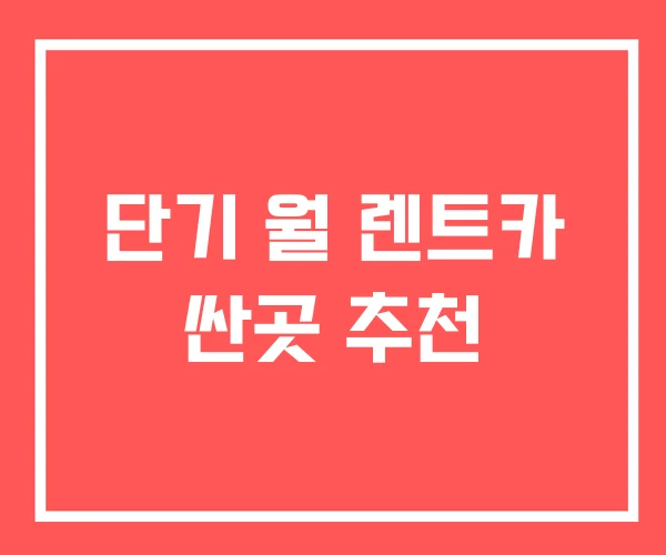 단기 월 렌트카 싼곳 추천 단기 월 렌트카 싼곳 추천