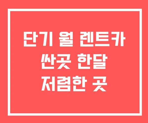 단기 월 렌트카 싼곳 한달 저렴한 곳