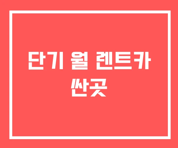 단기 월 렌트카 싼곳 단기 월 렌트카 싼곳